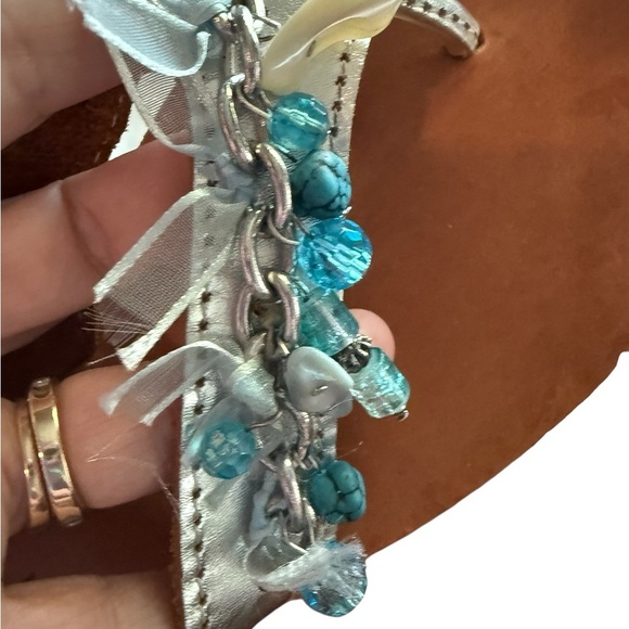 Handmade in Greece Seashell Beaded Thong Genuine Leather Sandals Anciet Greek S9 - Picture 7 of 14